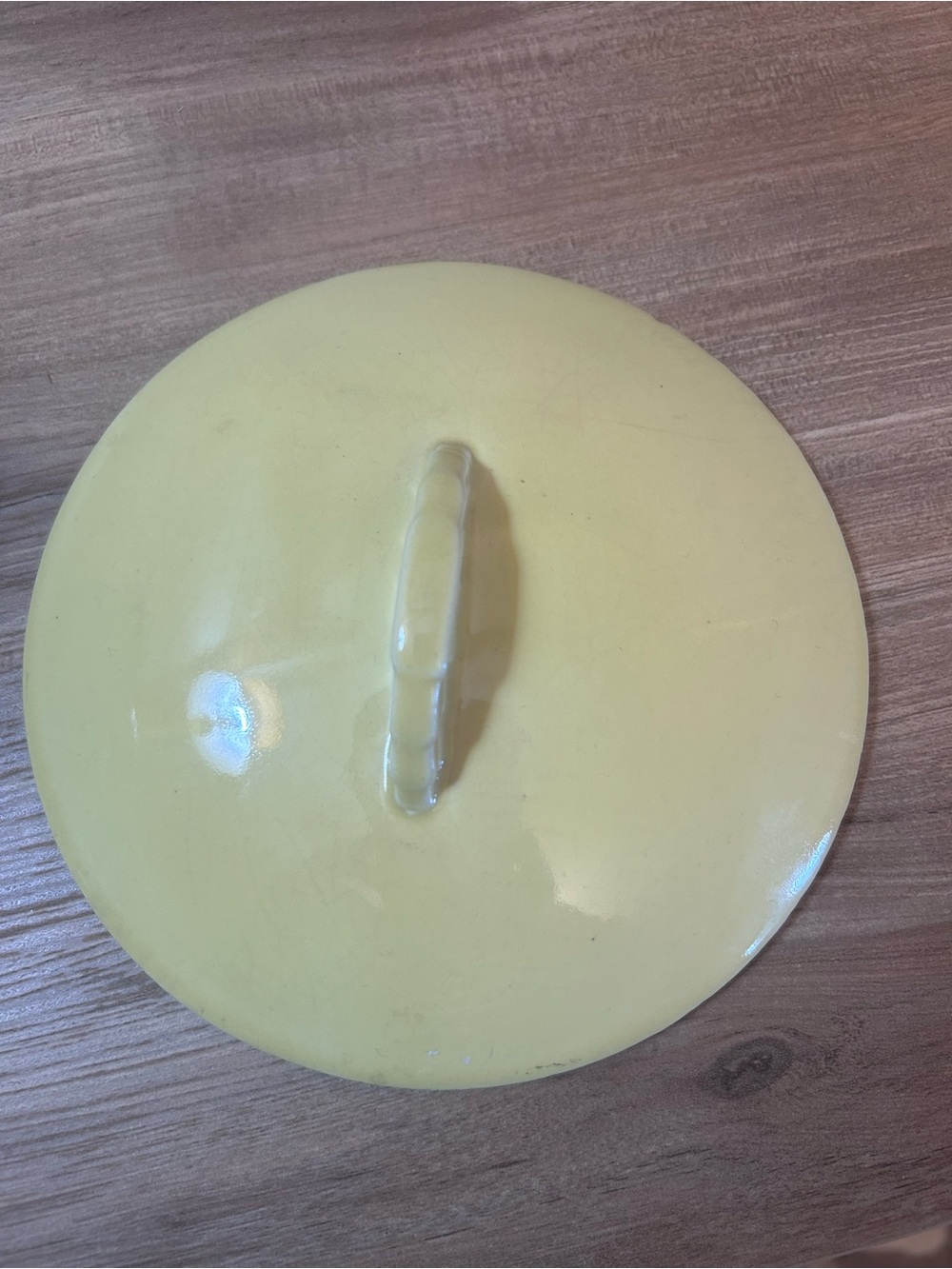 Vintage Blue and Yellow Ceramic Covered Casserole Dish mid century art deco - Picture 5 of 7
